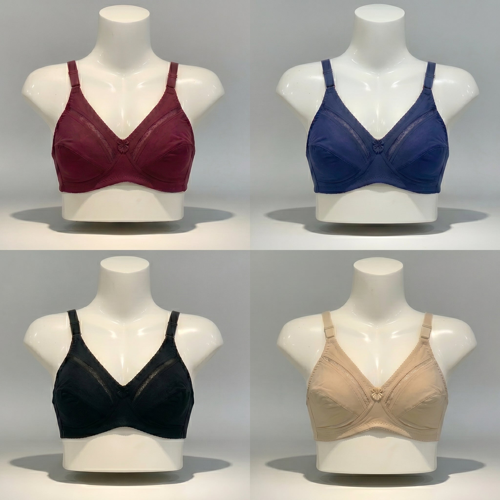 Pack of 4 Women’s Cotton Comfort Bras – Non Padded, Soft & Comfortable