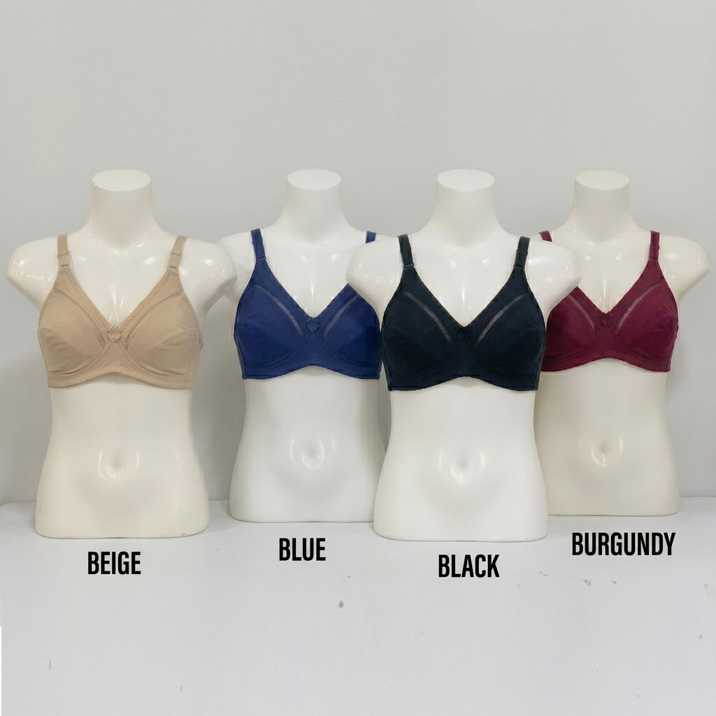 Pack of 4 Women’s Cotton Comfort Bras – Non Padded, Soft & Comfortable